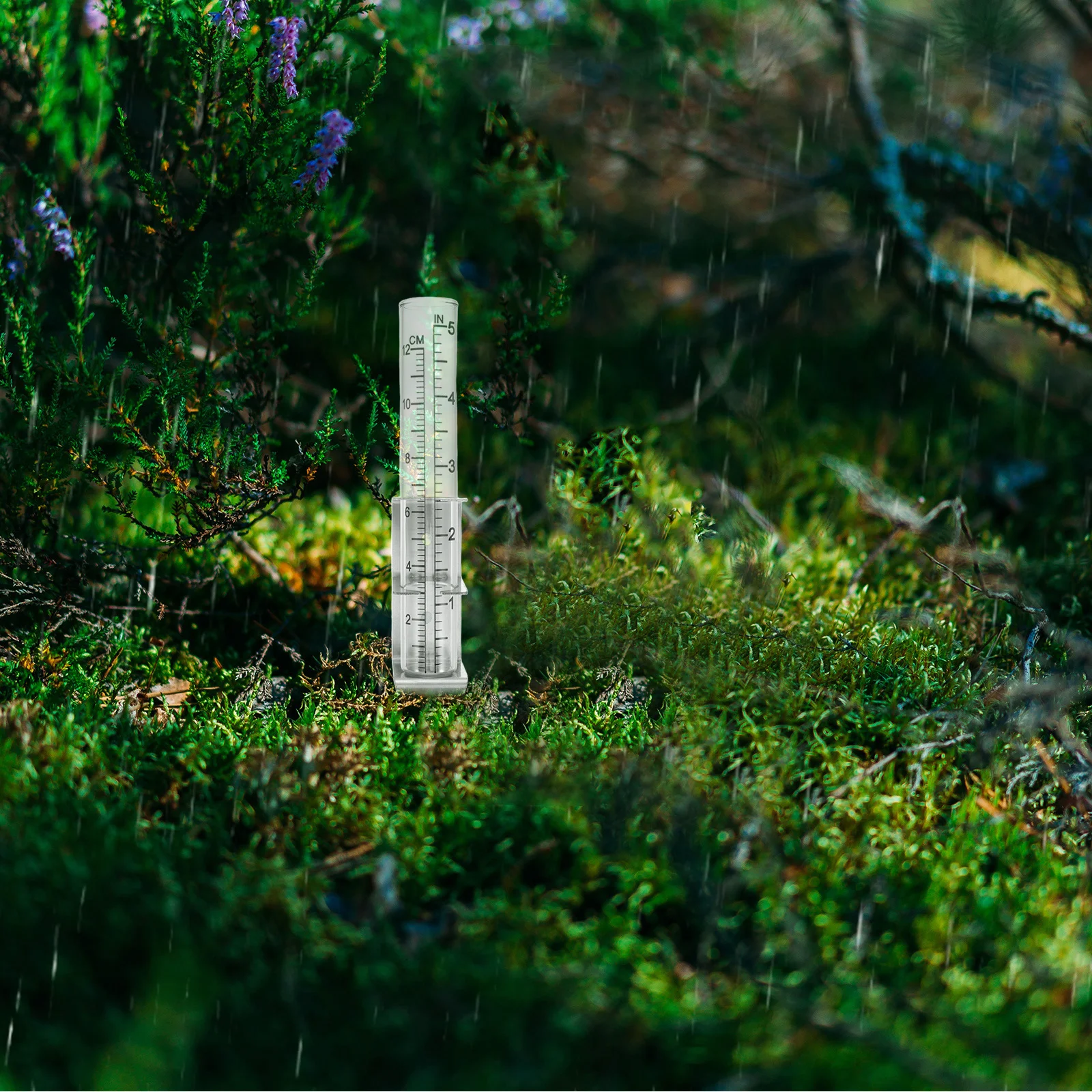 

Outdoor Rain Gauge with Stainless Rack Heavy Duty Glass Tube Rain Measurement Instrument for Garden Irrigation Monitoring System