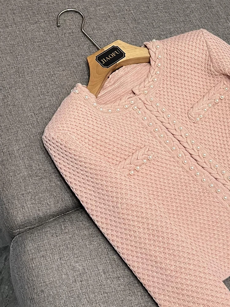 エレパールトリムラウンドネオープンカーディガンスリムフィットドクターデザインヘビー装飾スイートスレ中国製F05562