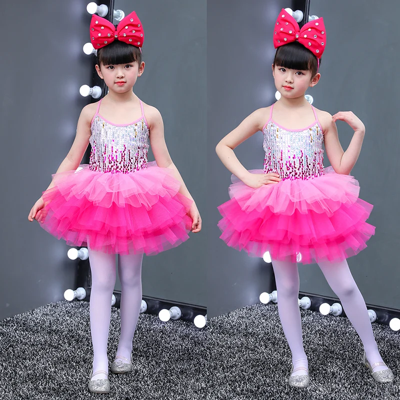 Children's Sequin Princess Tutu Skirt Girls Kindergarten Modern Dance Costume Girls Walking Dance Stage Performance Costume