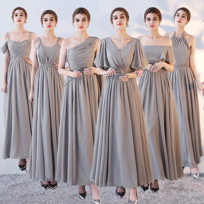 Sexy Off Shoulder Bridesmaid Dresses Elegant Pleated Wedding Sisters Group Dresses Temperament Slim Long Graduate Prom Gown