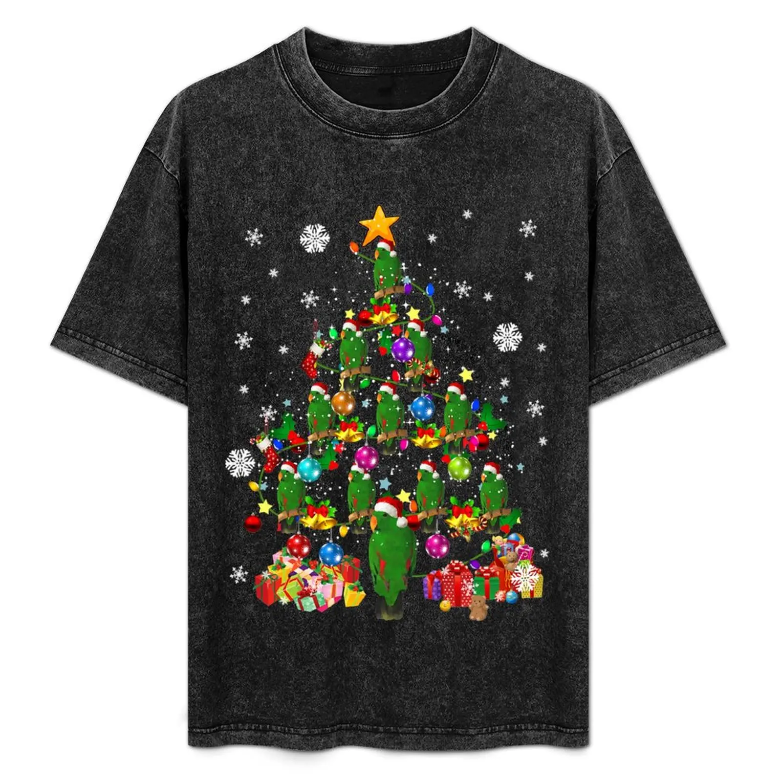 Santa Eclectus Birds Christmas Tree Lights Santa Parrots T-Shirt Quick Dry Training Short Sleeve Tee