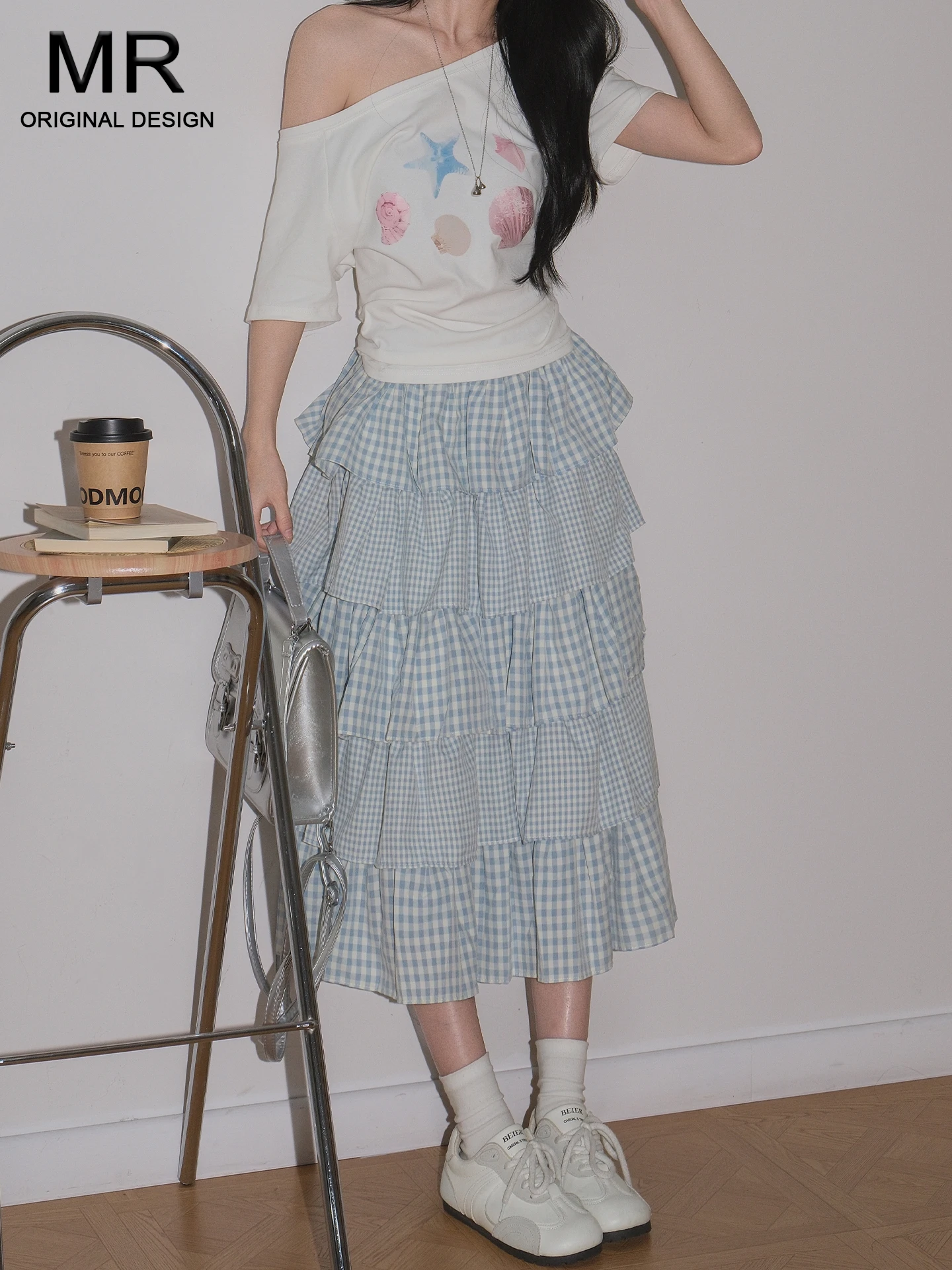 

Sweet Gentle Plaid Cake Half Skirt Women's New 2026 High Waist Slimming A-Line Skirt with Lace Trim Casual Style Standard Fit