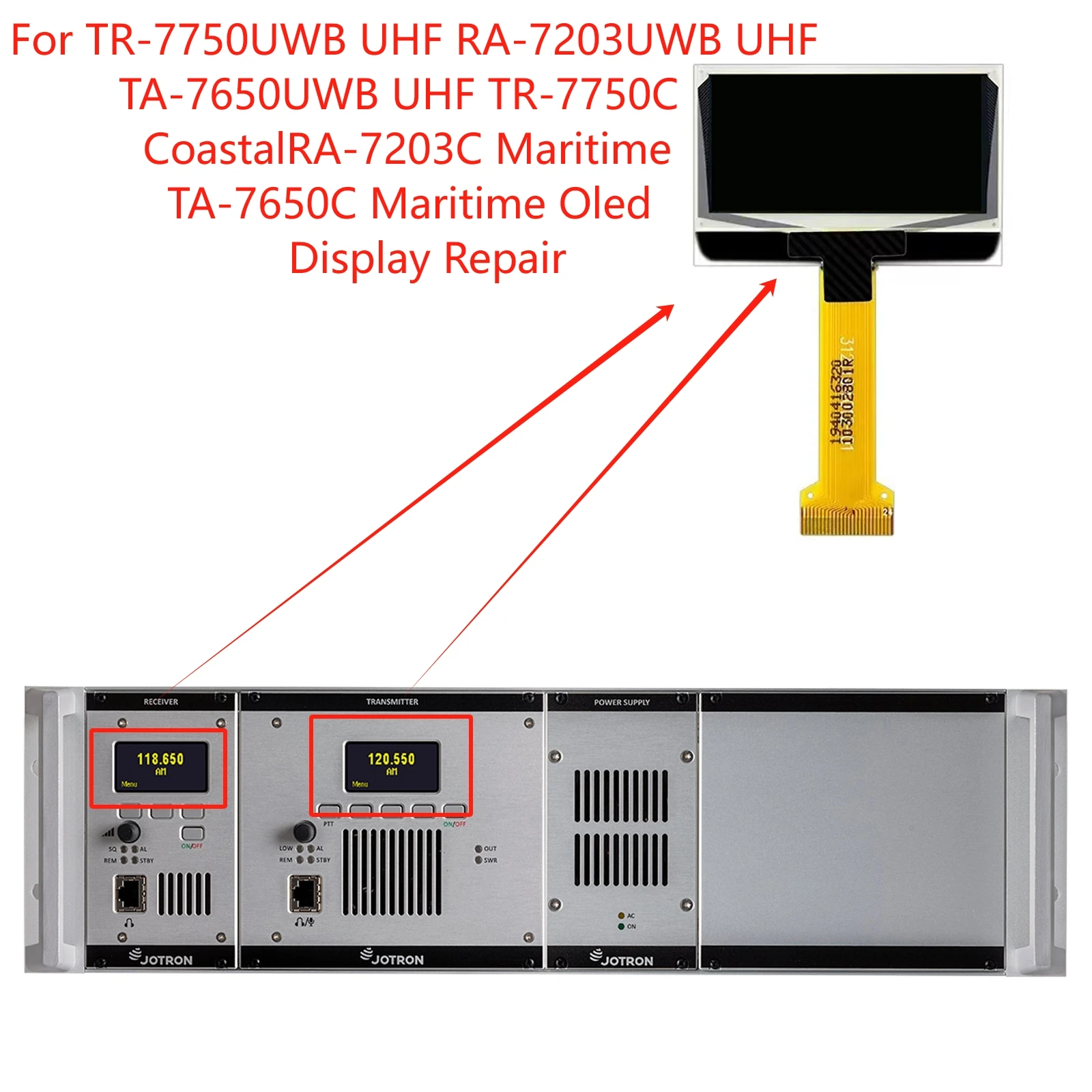 New Oled Display for TR-7750UWB UHF RA-7203UWB UHF TA-7650UWB UHF TR-77500 Coastal RA-7203C Maritime TA-7650C Maritime Repair