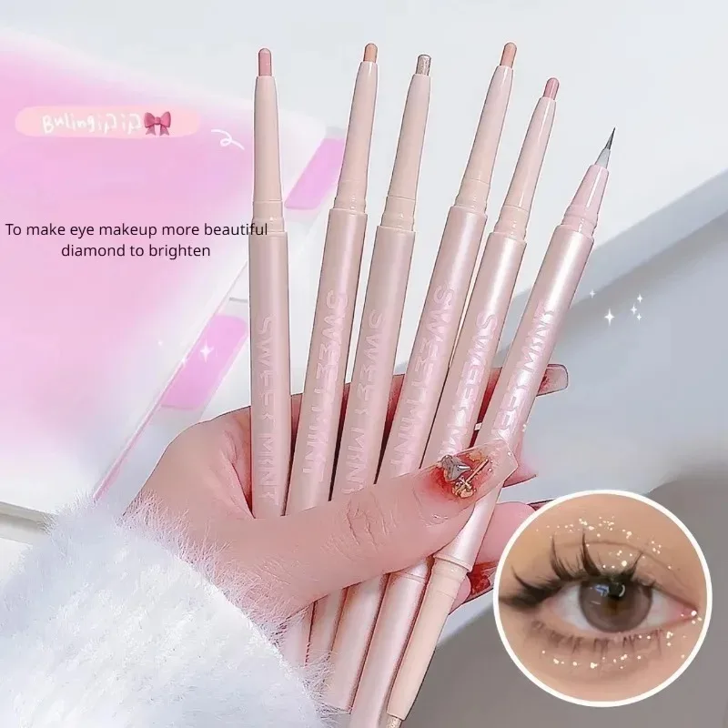Lápiz de gusano de seda multifuncional de doble punta, resaltador, lápiz de maquillaje, delineador de contorno líquido desnudo, barra de maquillaje abrillantador de ojos