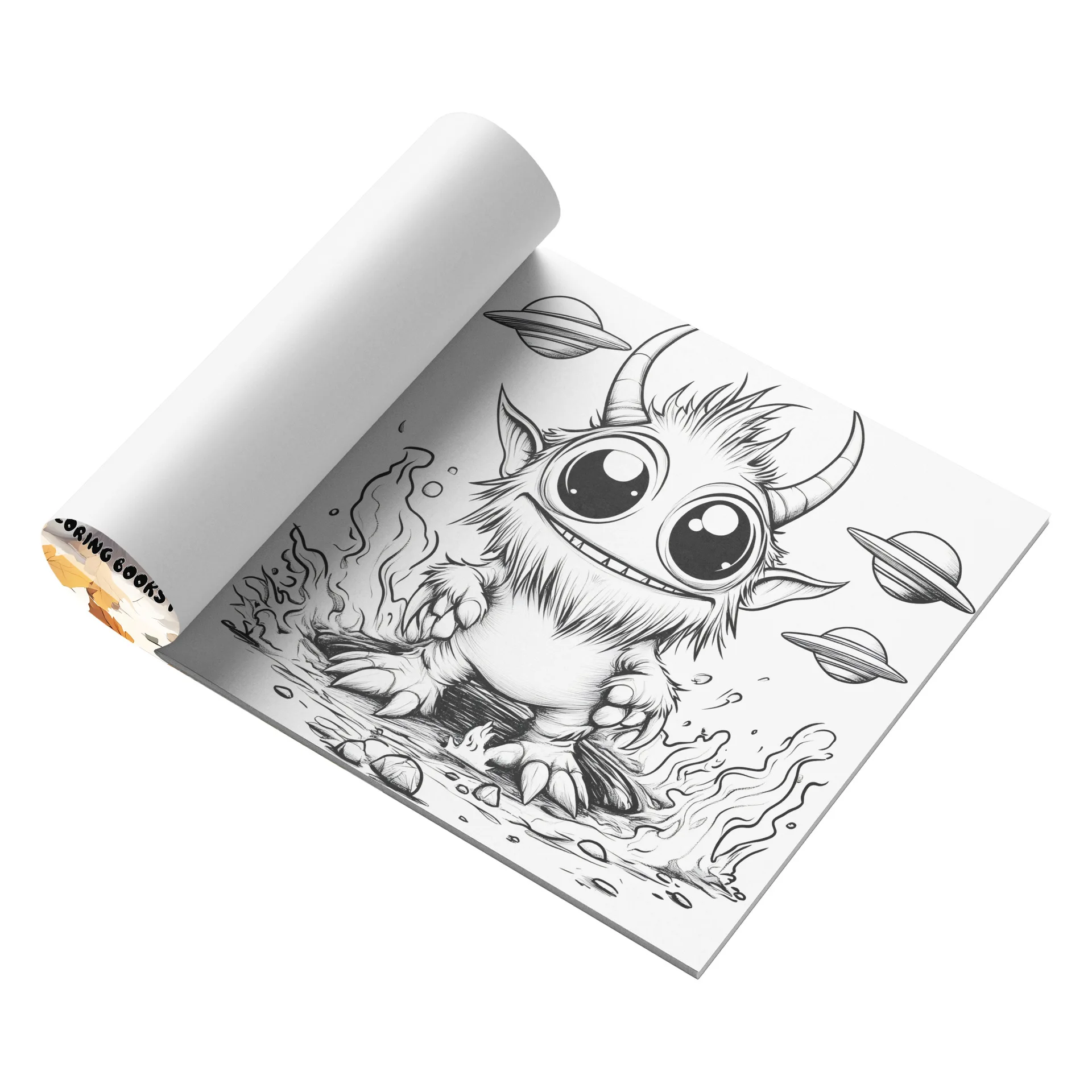 Kawaii Cute Little Monster Coloring Book Soft Furry Tiny Monster Autumn Maple Leaf Whimsical Fantasy Creature Sketch Notebook