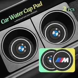 2pc Car Cup Holder Coaster Non Slip Pad Mat Interior Decor Accessorie For Bmw E46 E90 E60 F10 F30 E39 E36 F20 E87 G30 E92 E91 X5