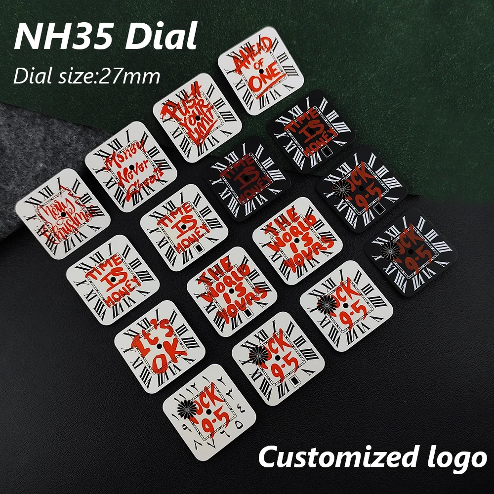 Santos NH35 مربع الطلب الوقت هو المال الطلب 9.5 شعار مخصص الطلب مناسبة ل NH35 ساعة يد تعمل بالحركة الملحقات