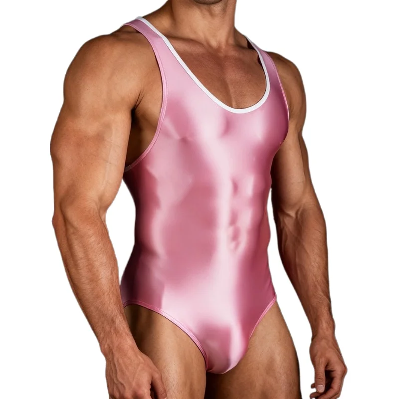 

Sexy Bodysuit Glossy Men Body Suit Underwear Silky Sports Body Sculpting Shiny Mens Lingerie Tight-fitting Bodysuits Breathable