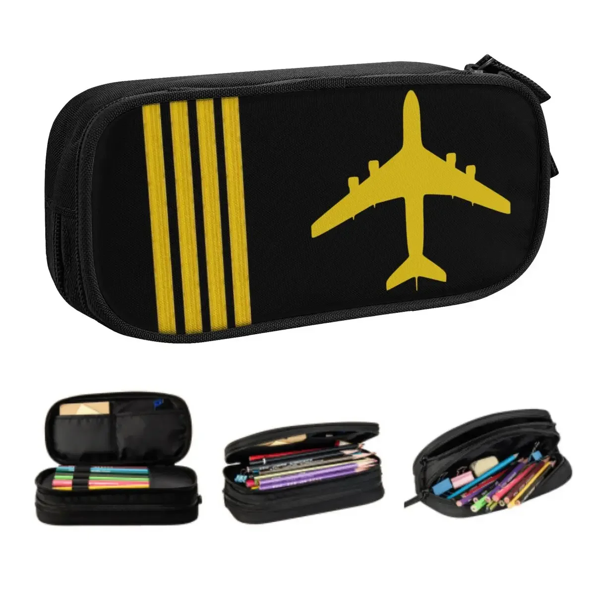 Custom Classic Airplane Kawaii Pencil Case Girl Boy Large Capacity Flight Pilot Aviation Aviator Pencil Box Student School