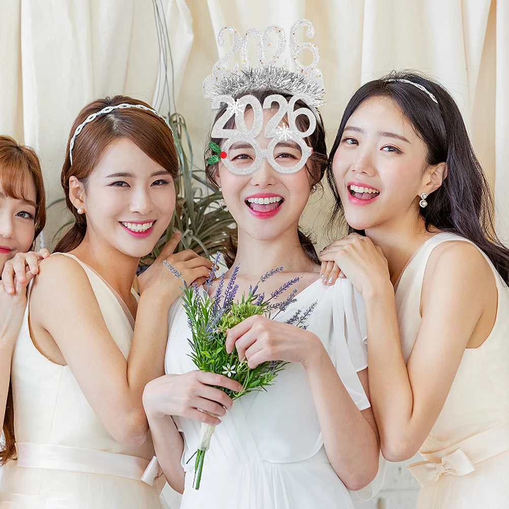 

4Pcs Glitter Holiday Headband Set Stylish Numerical Design New Year Eve Party Accessories Festive Hair Hoops for Family