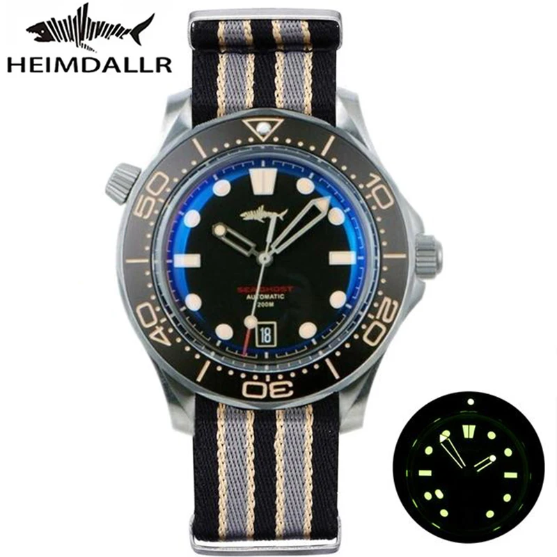 HEIMDALLR Titanium Sea Ghost NTTD Diving Watch 200M Water Resistant NH35A Automatic Mechanical Sapphire Luminous Dial Wistwatch