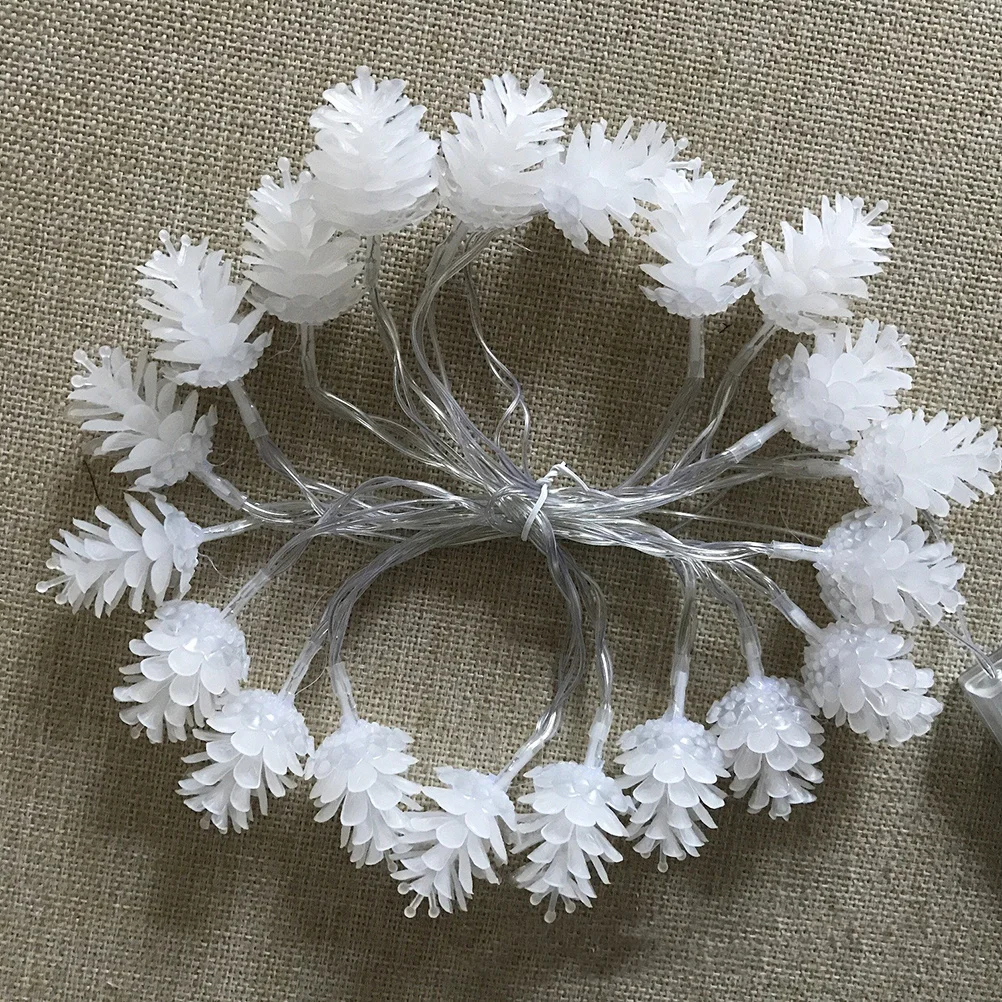 20 سلسلة أضواء LED كوز الصنوبر 2 متر تعمل مقاومة للماء أضواء الجنية الصفراء الدافئة للديكور الداخلي والخارجي لعيد الميلاد