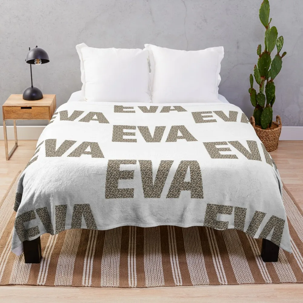 

Eva name leopard pattern my name is Eva gift birthday holiday anniversary Essential Inspiration Joy Mood Funny Throw Blanket