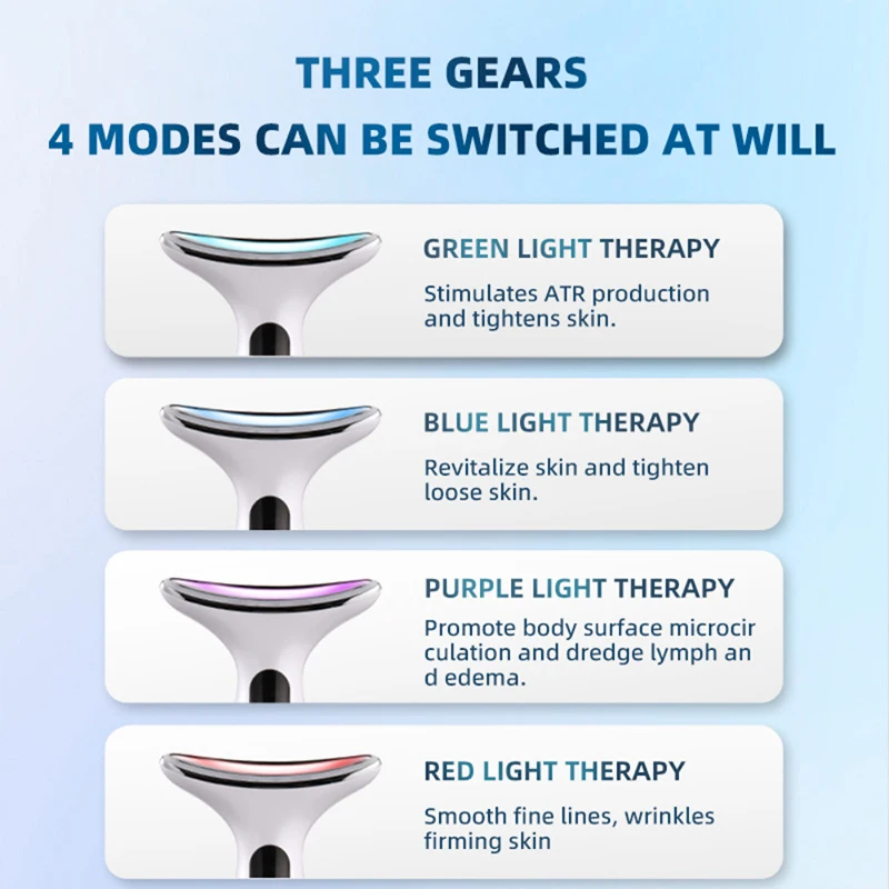 Coffret cadeau 4 couleurs appareil de beauté du cou EMS Machine de Lifting du visage dissolvant de Double menton LED Anti-rides raffermissement de la peau masseur Facial