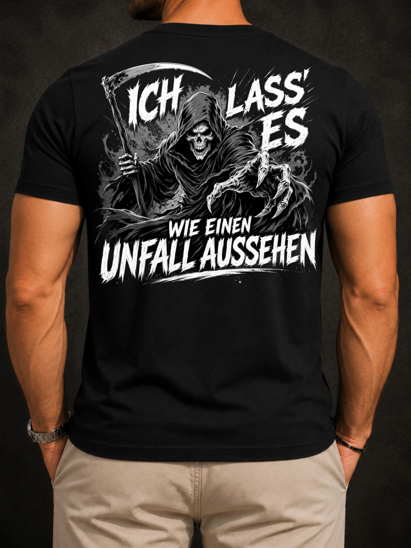 Accident Looking Grim Reaper Tee grim reaper with scythe and GermanI will make it look like an  Unisex All T-Shirt