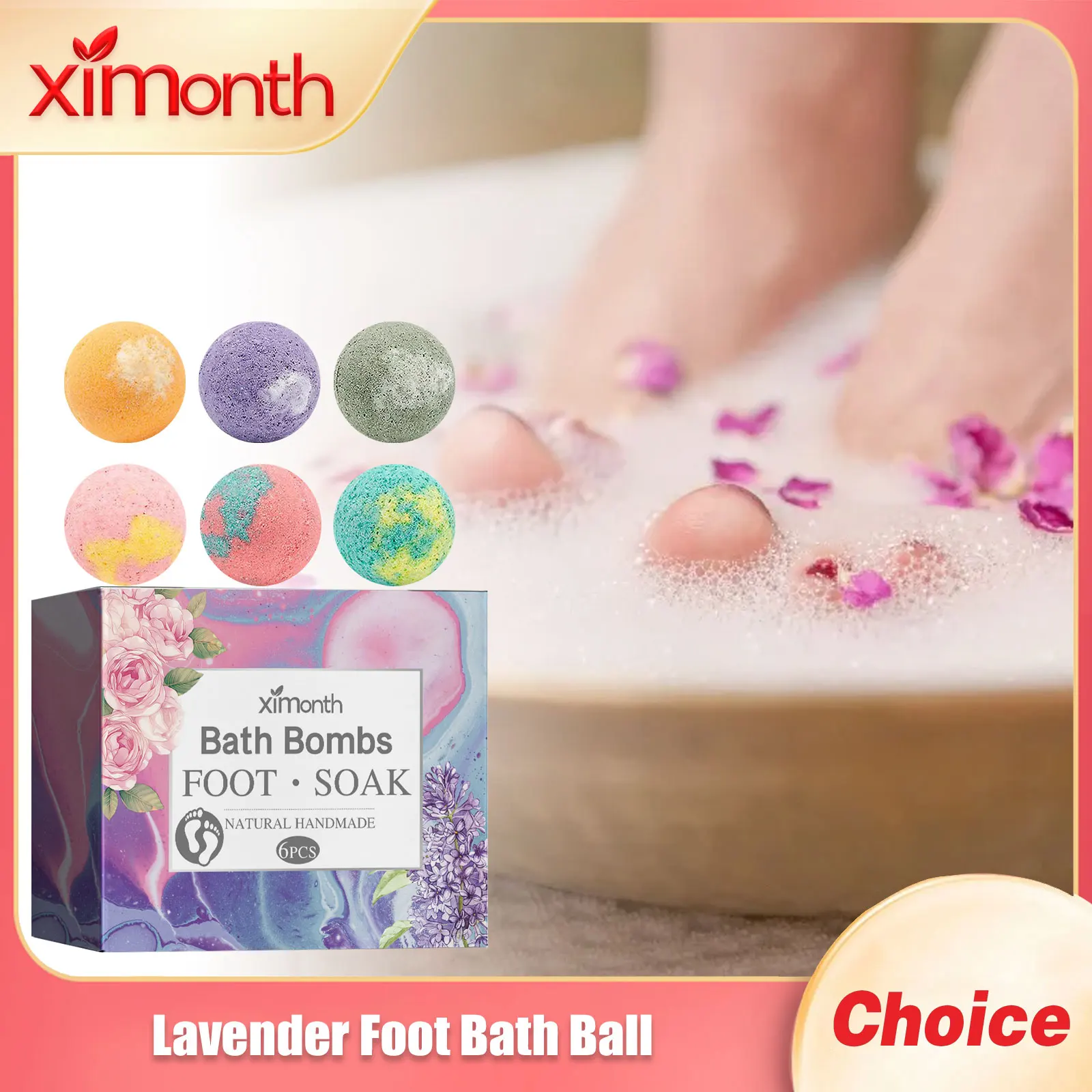 Lavender Foot Bath Ball Skin Relaxing Deep Moisturizing Improve Insomnia Rich Essential Oil SPA Handmade Feet Bath Bombs 6/12pcs