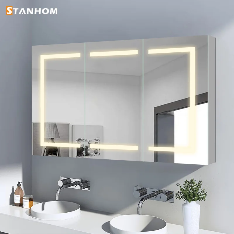 Bathroom Toilet Bedroom Metal Storage Smart Vanity Mirror Cabinet view 2