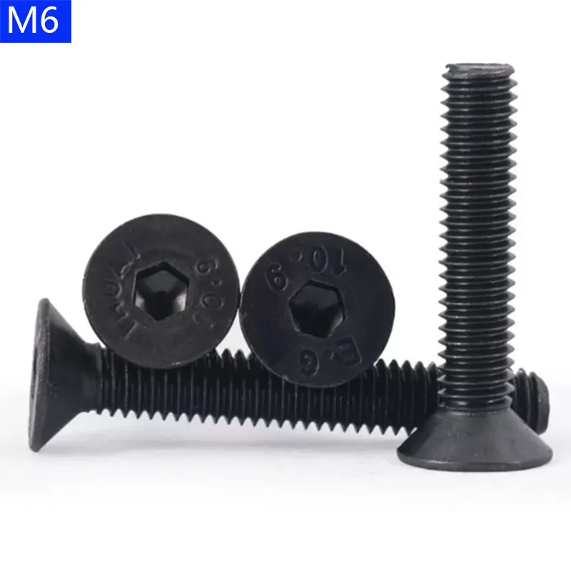 M6 - 1.0  6mm DIN7991 Black 10.9 Class Alloy Steel Hex Socket Countersunk Head Screw Flat Hex Socket bolts DIN 7991
