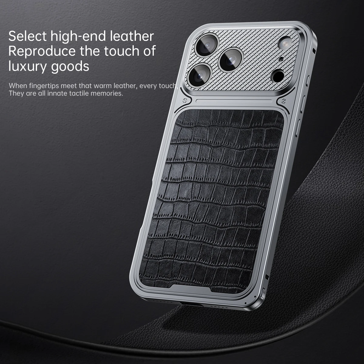 High End Crocodile Leather Pattern Phone Case, For IPhone 17 16 Pro Max High Luxury Anti Drop Metal Frame Protective Cover