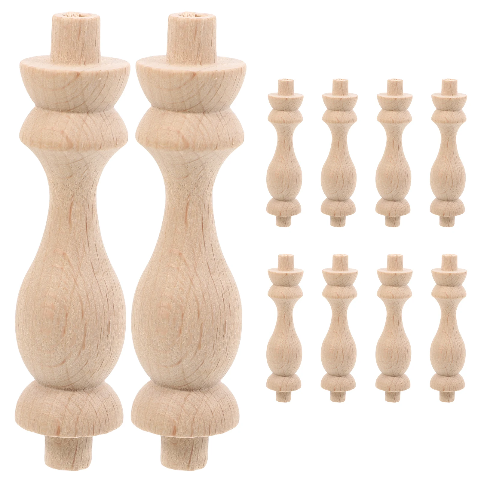 

10Pcs Treated Wood Balusters Miniatures Roman Pillars for Dollhouse Furniture Decoration Deck Railing Baluster