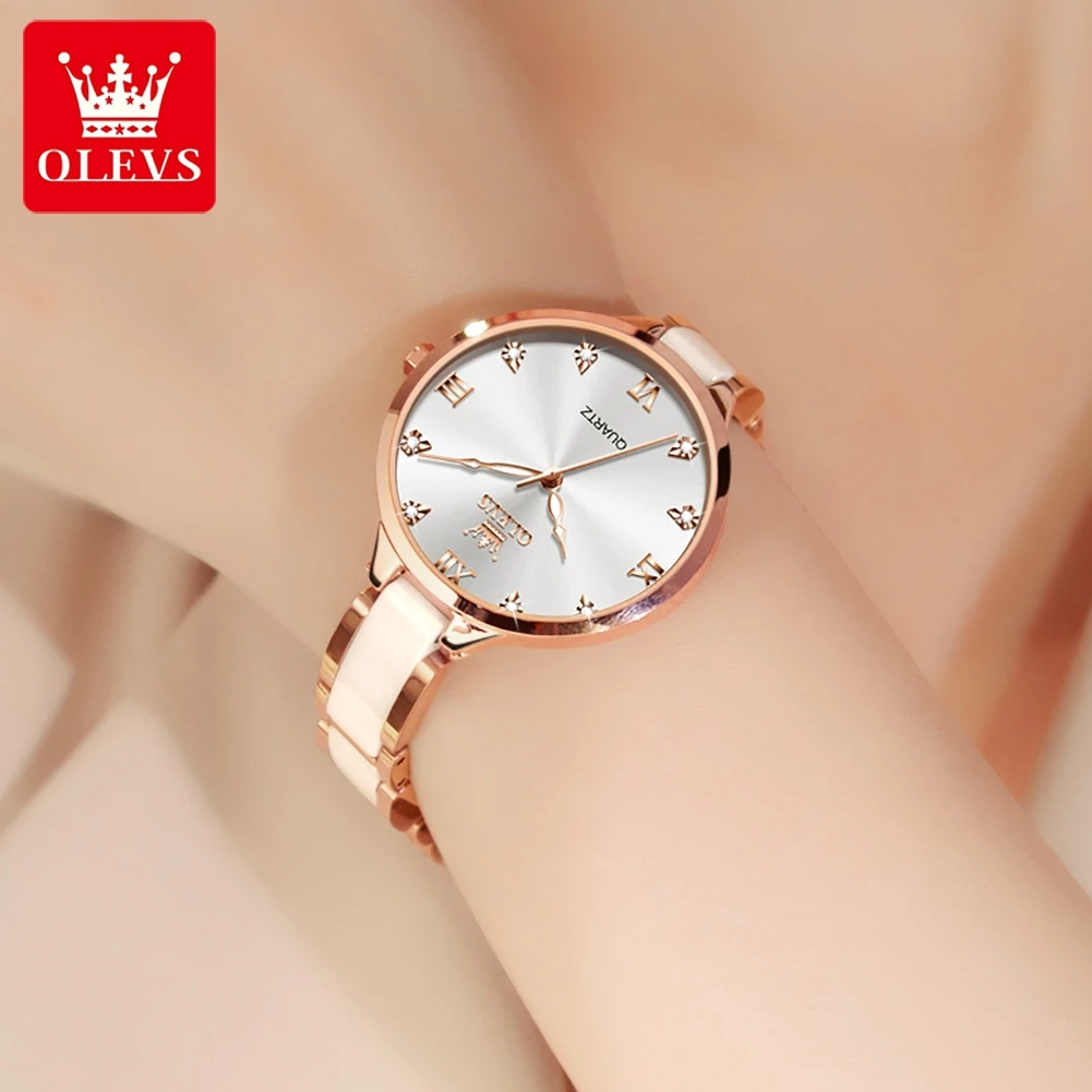 OLEVS Moda Luxo Relógios Femininos Impermeável Luminosa Diamante Inlay Quartz Relógio de Pulso Menina Estudantes Certificação Original