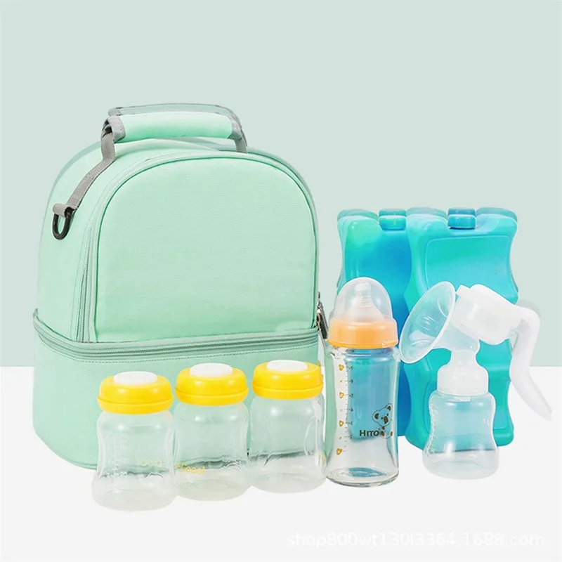 Mommy Bag Milk Storage Breast Pump Maternity Cooler Double Layer Insulation  Fresh Keeping Baby Food Backpack Feeding Bottle