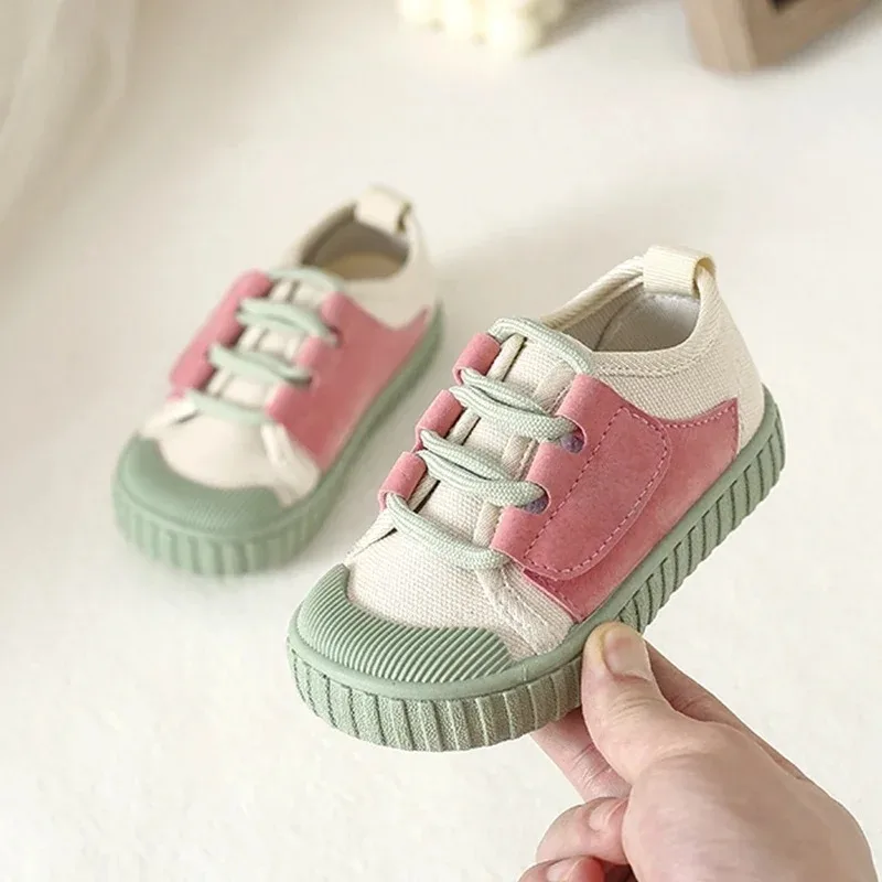 Girls Versatile Casual Sneakers Boys Fashion Toddler Canvas Shoes Kindergarten Children\'s Board Shoes 2024 Spring Summer Korean