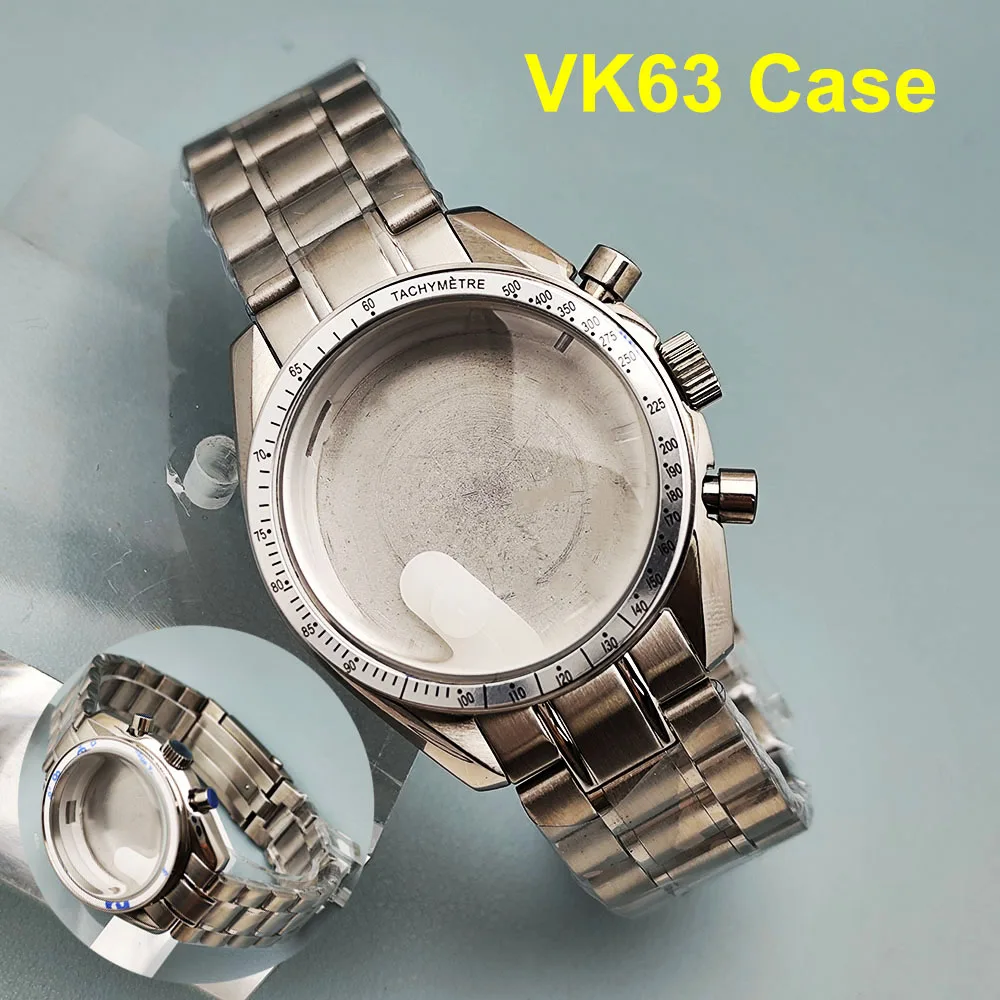

Новый корпус VK63, мужские часы без логотипа, циферблат с логотипом, механические часы из нержавеющей стали, подходят для часов с механизмом vk63