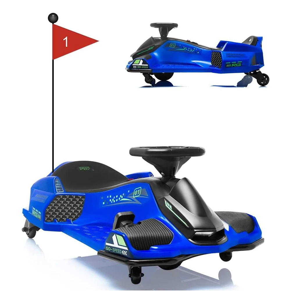 24V Ride on Drift Car,7Ah Battery 180W Brushless Motor Kids Electric Drifting Go-Kart for Rider up to 110 lbs, with Music,Lights