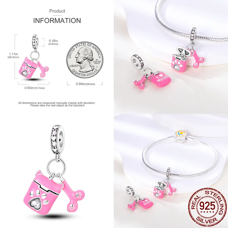 100% 925 Sterling Silver Music Earphone Series Charms Beads Fit Pan 925 Original Bracelets Necklaces Fine DIY Jewelry Gifts