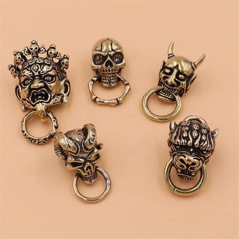 1 x Brass Japan demon devil conchos screwback material animal head design leather bag wallet chain button rivet O-ring connector