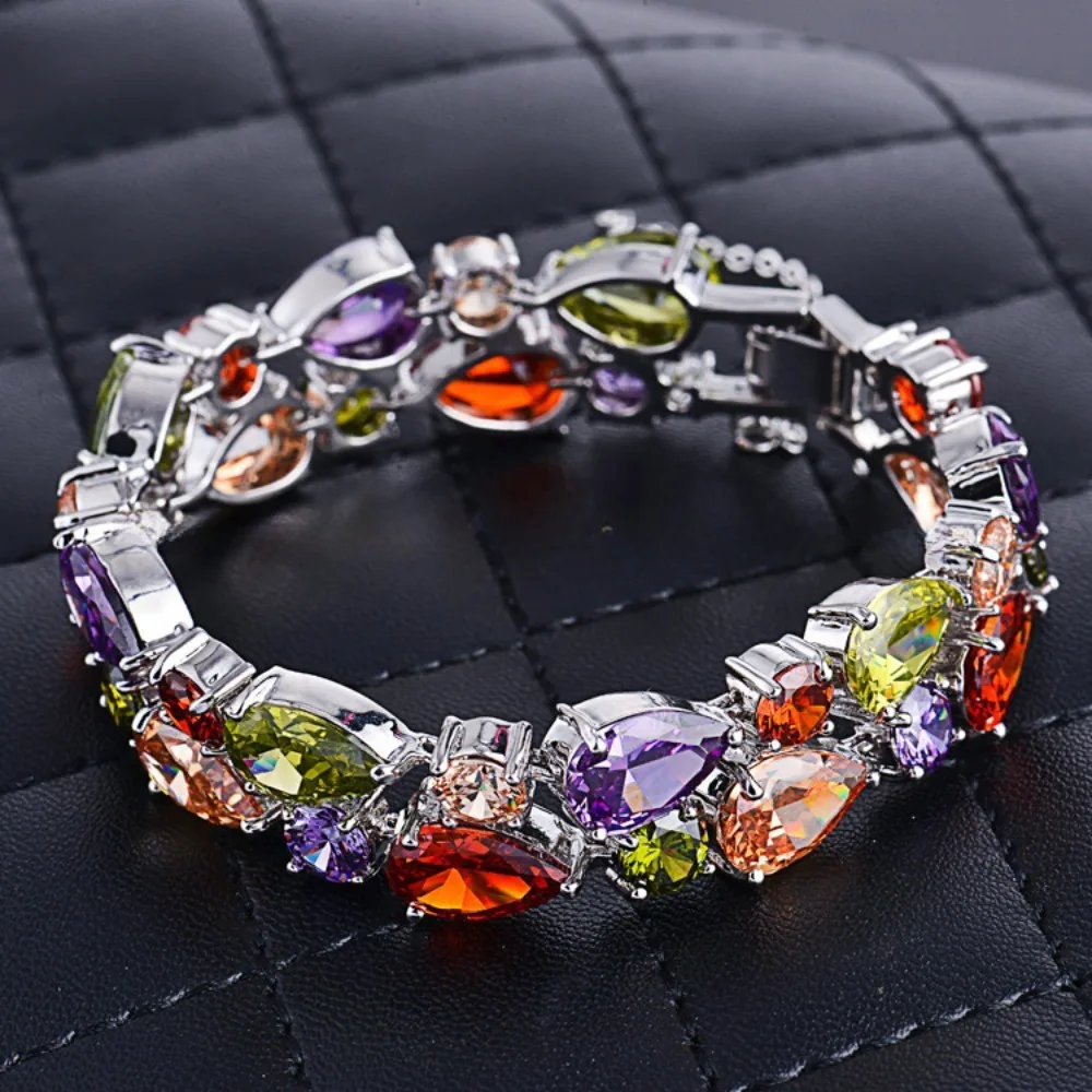 Light Luxury Style Mona Lisa Colored Zircon Luxury High-end Fashion Temperament Popular Bracelet Jewelry As A Gift for Friends