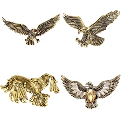 Enamel Eagle Brooches for Women Unisex Rhinestone Animal Bird Category Pins Event Party Backpack Decoration Clothes Accessories