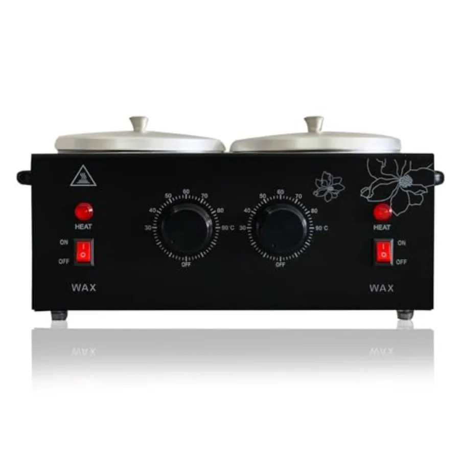 

Black Double Wax Warmer Professional Melted Wax Beads for Hair RemovalFast Electric Wax Heater with Adjustable Temperature Set