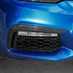 ABS Carbon Fiber Head Front Fog Lights Lamp Cover Grille Slats Eyelid Eyebrow Strip Trim For BMW 5 Series G30 530liM G38 M Sport