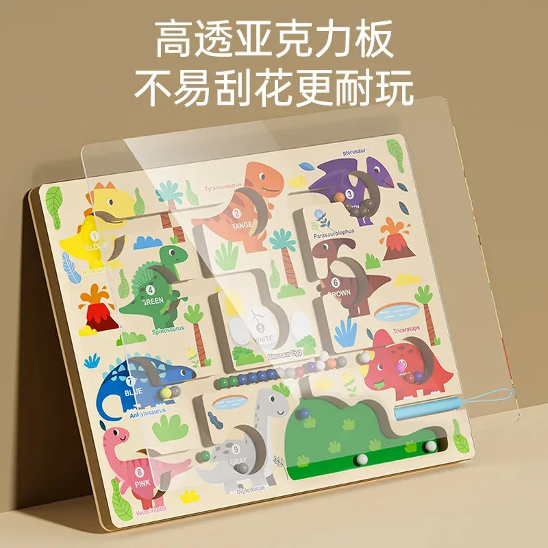 TOPMAYA Dziecięca Zabawka Edukacyjna Magnetyczny Długopis Tablica do Liczenia Rozpoznawanie Kolorów Lody Dinozaur Zabawka Drewniana