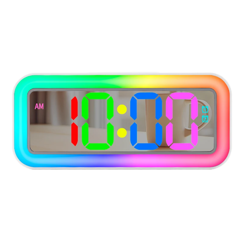 Two Alarm Clock Dual USB charging colorful RGB night light LED alarm clock Vibrating clock with big snooze button