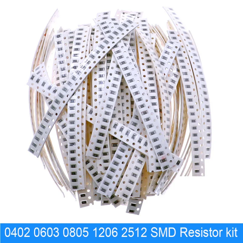 

0402 0603 0805 1206 2512 0 Ом-10 МОм Набор фиксированных резисторов SMD, упаковка образцов электронных компонентов