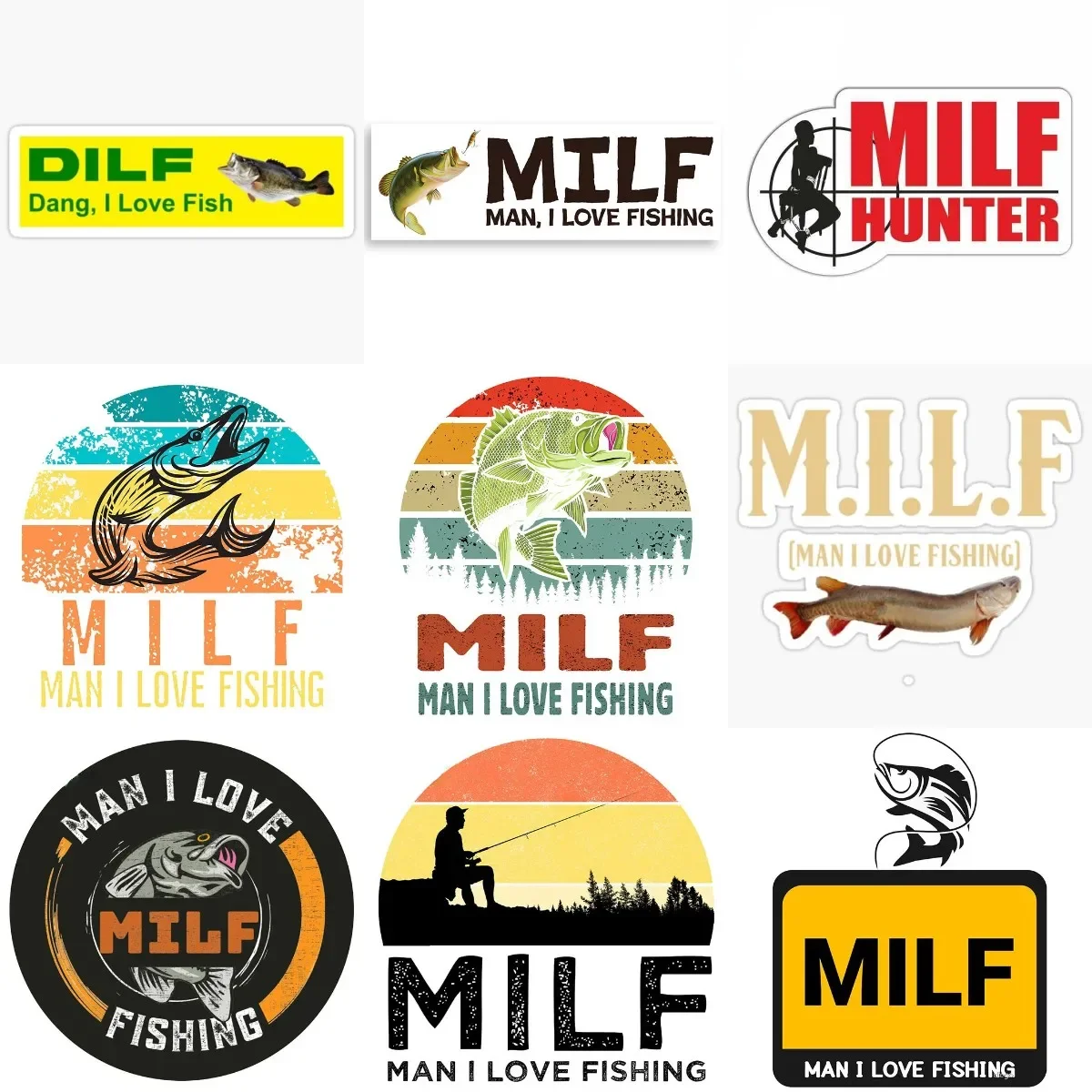 

MILF Man I Love Fishing Creative Personalized Sticker for Decorate Laptop Motorcycle Car Bicycle Wall Van Decal Accessories