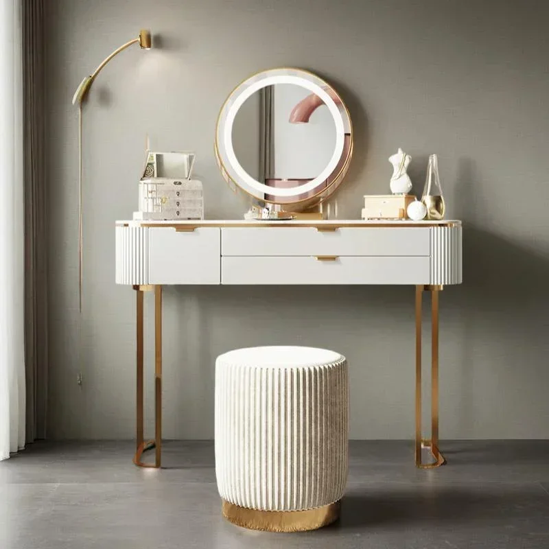 

Drawers Vanity Dressing Makeup Table Mirror Mobile Bedroom Dresser Organizer Lights Penteadeira Quarto Bedroom Furnitures