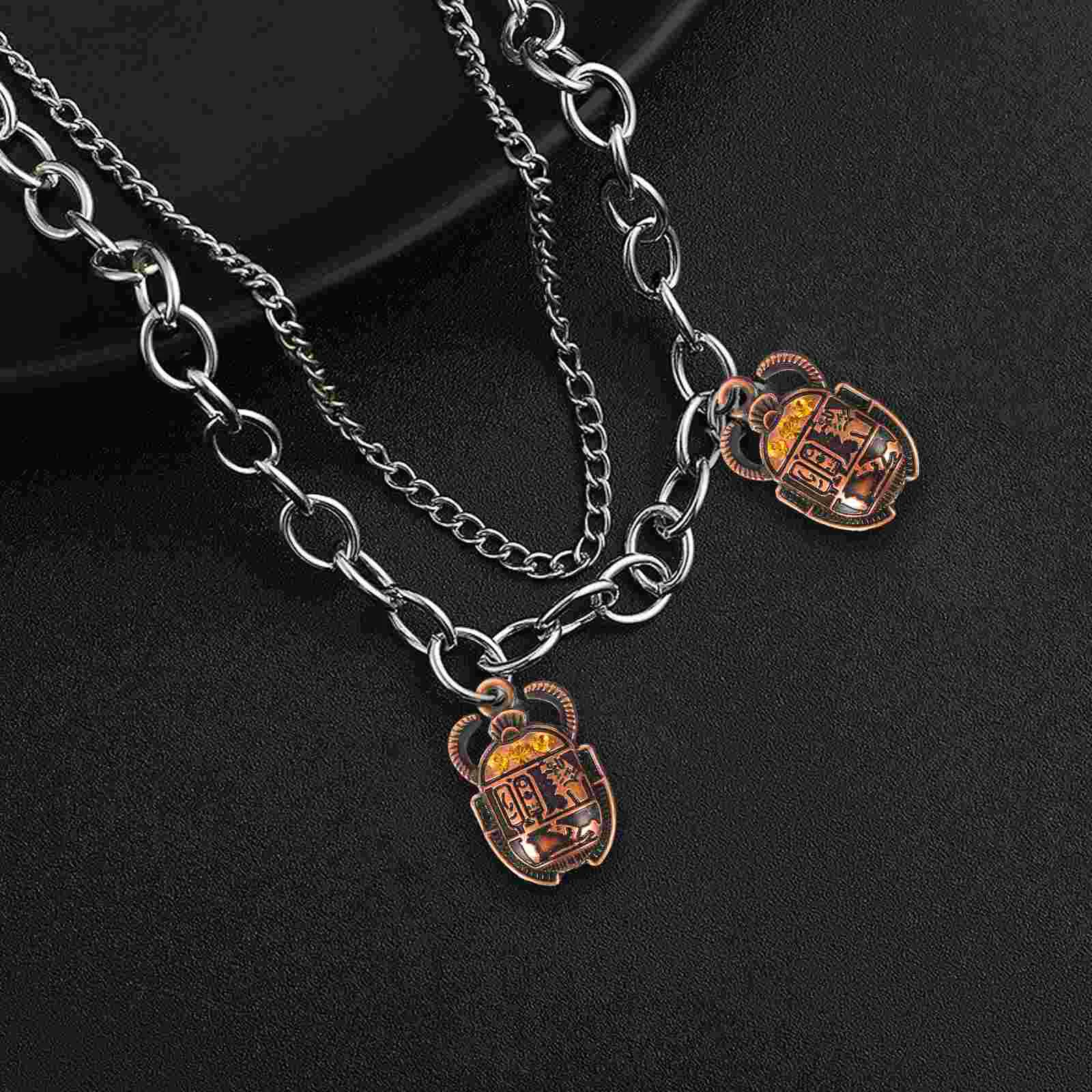 20 Pcs Scarab Pendant Keychain Beetle Rhinestone Jewelry Metal Charm Egyptian DIY Alloy Necklace image 2
