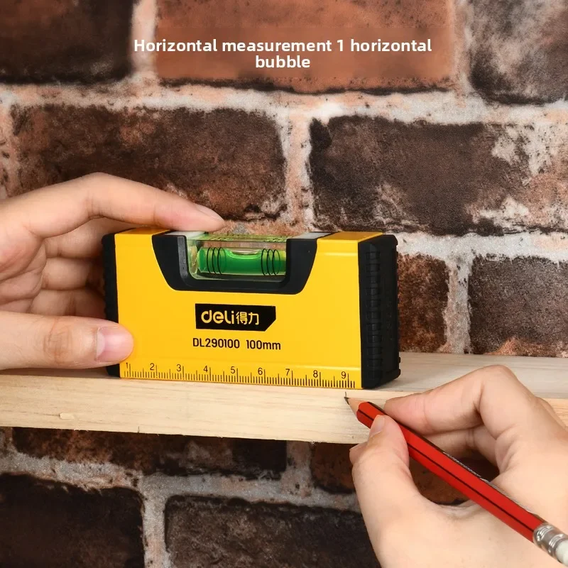Deli Mini instrumentos de medición de nivel de 100mm con trabajadores multifunción magnéticos nivel de burbuja de espíritu portátil niveles horizontales