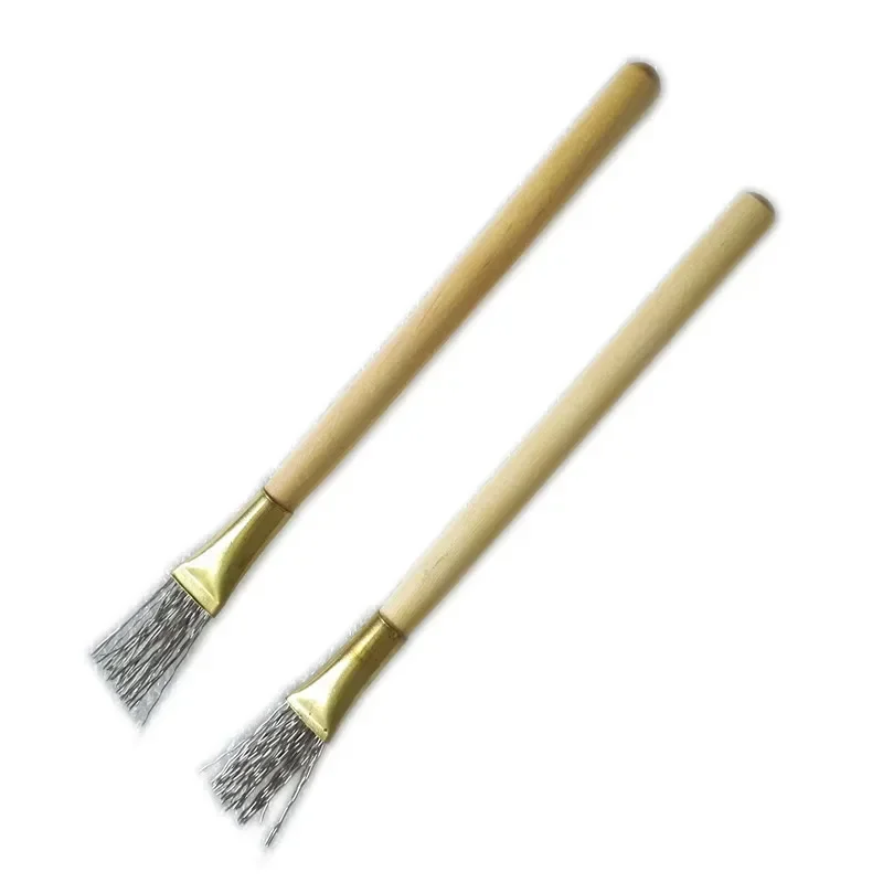 2Pcs Wooden Handle Thick/Thin Iron Wire Brush Clay Tool for Making Clay Doll Hair Model Hair Indentation Pen Art Supplies