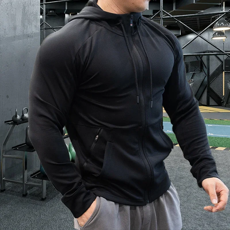 Sudaderas con capucha deportivas de alta calidad para hombre, chaqueta de marca superior para Fitness, gimnasio, correr, trotar, ropa deportiva,