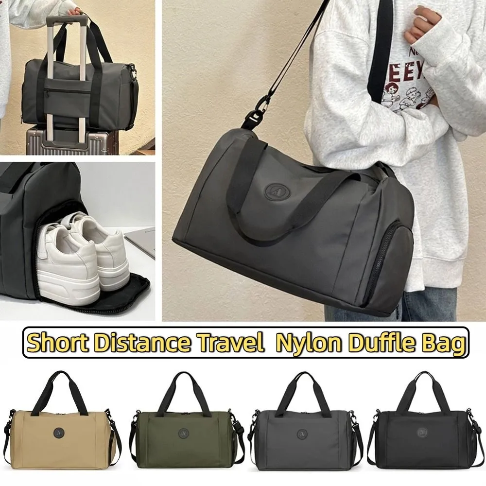 

Oxford Travel Luggage Bag Sturdy Short Distance Nylon Duffle Bag with Shoe Compartment Solid Color Large Capacity Handbag Ladies