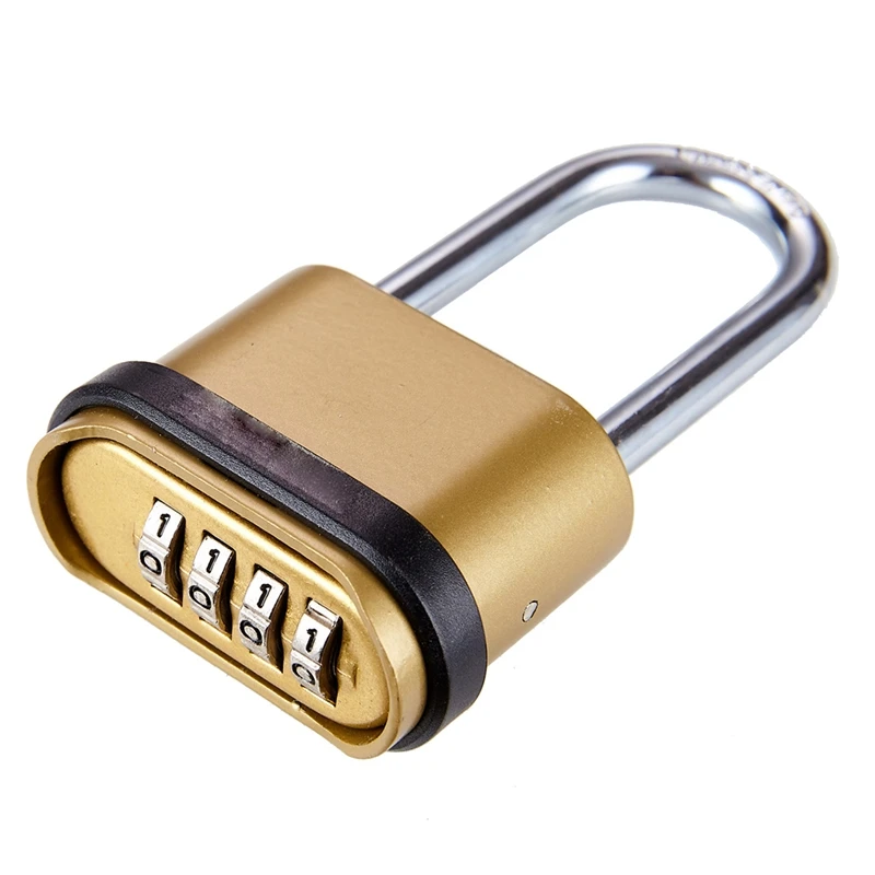 Lucchetto con lucchetto a combinazione lunga da 1 pz, gancio con lucchetto esteso inferiore con quattro lucchetto a combinazione con gancio lungo interamente in metallo in lega di zinco