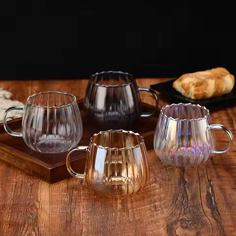 400ml Creative Glass Coffee Cup Pumpkin Glass Mug for Tea Milk Juice, Modern Breakfast Drinkware with Handle, Cute Gift Idea