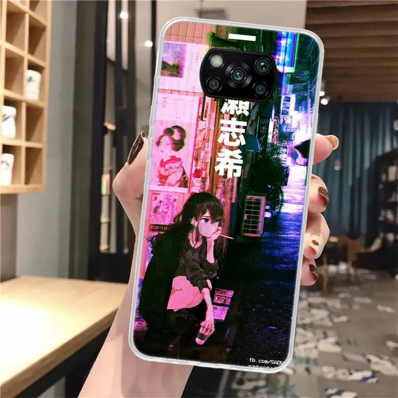 Anime Vaporwave Glitch Purple Soft Phone Case For Xiaomi Poco X3 Pro X6 X5 X4 NFC F6 F5 M5S M4 M3 F4 Gt F3 F2 F1 M2 Fundas Cover