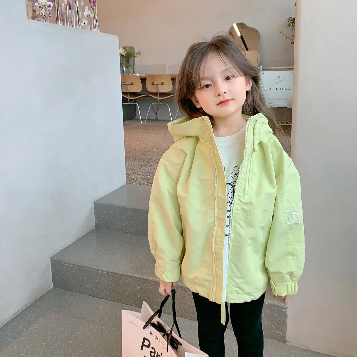 

Girls' Spring Autumn Hooded Jacket Western Zipper Casual Stormtrooper Coat Style Fashion Children's Outerwear 100-160CM