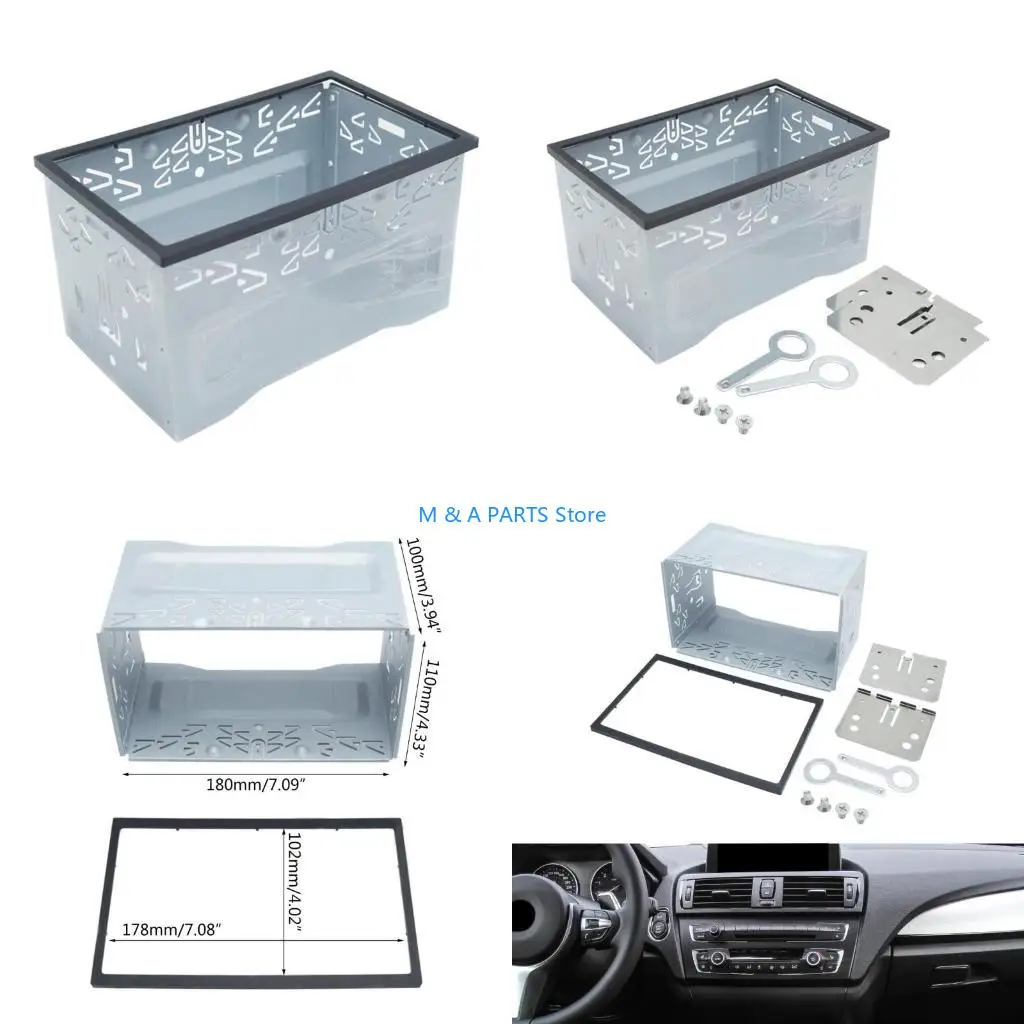 U1JF Double Din Car Stereo Radio Mounting Fitting Car Radio Frame Metal Cage Frame